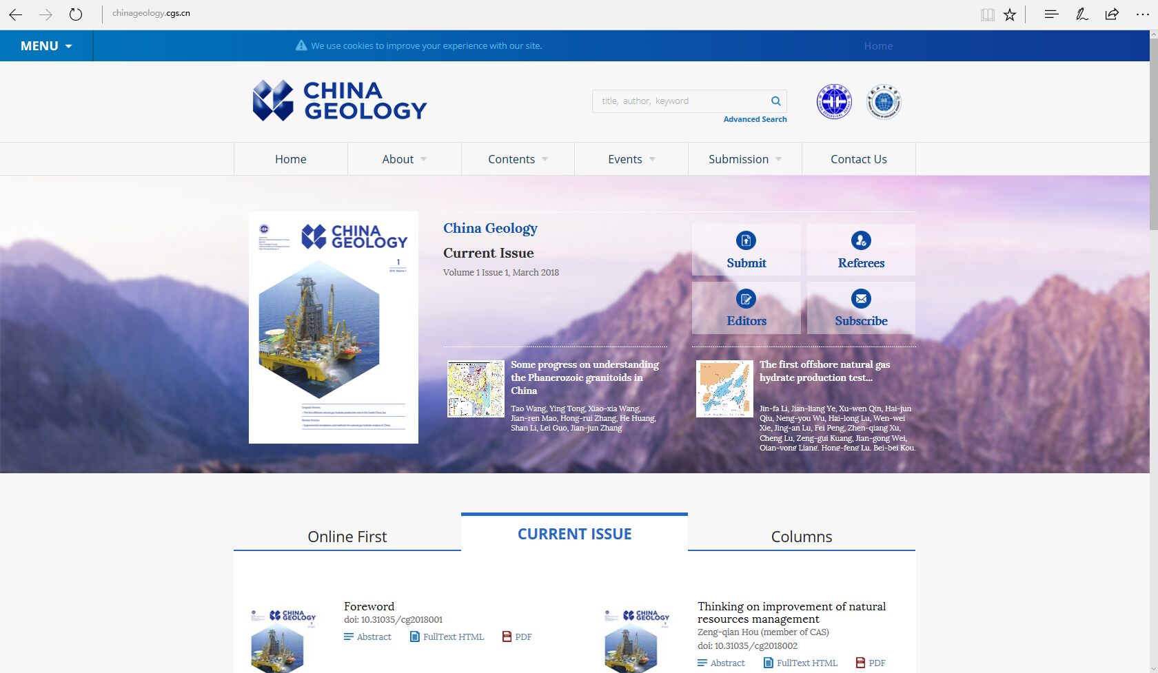 《中国地质（英文）》网站(httpchinageology.cgs.cn)